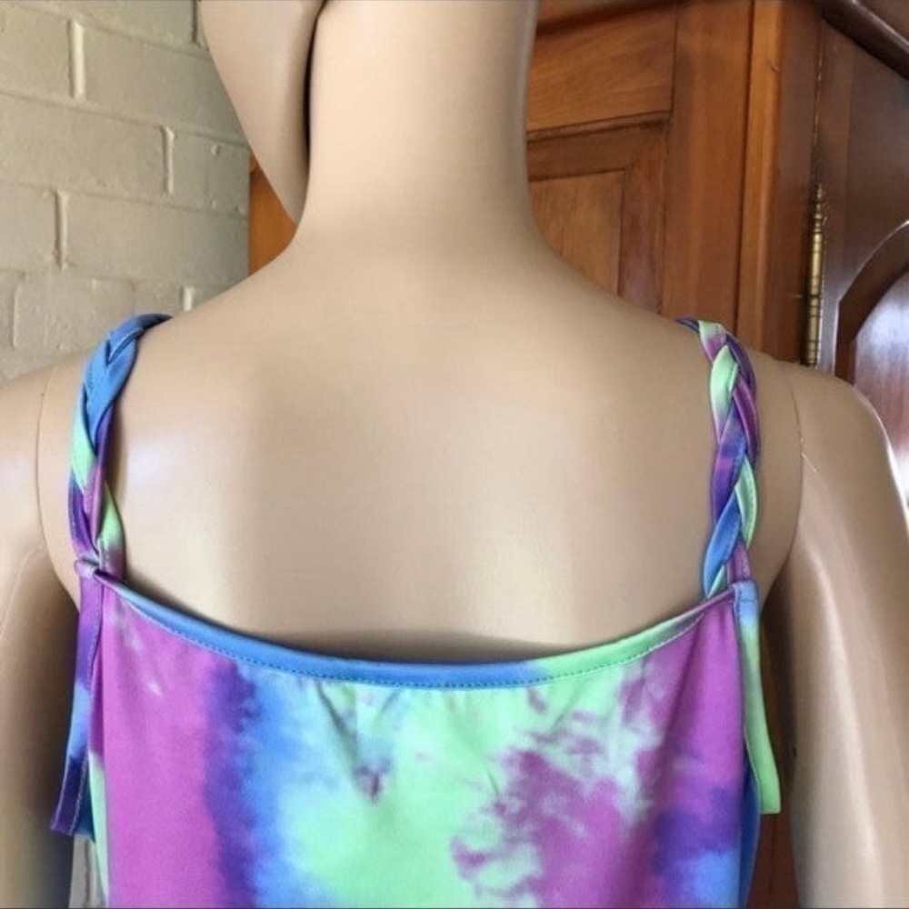 TIE dye mini sundress swim coverup high low NWOT summer beach party - Picture 9 of 10